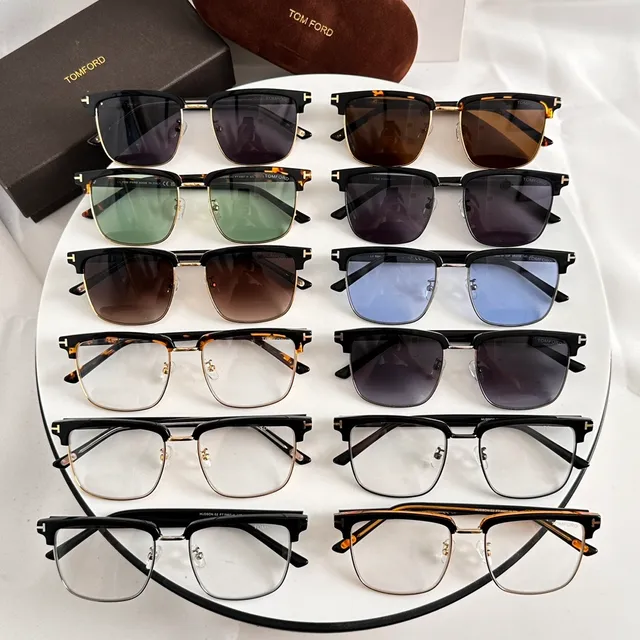 Tom Ford Rectangular Half-Rim Black and Silver Optical Glasses 4