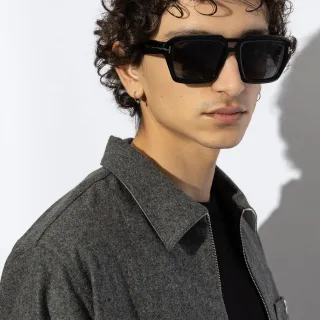 Tom Ford Square Oversized Black Acetate Sunglasses
