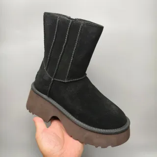 UGG Black Brown Suede Upper Elastic Side Gussets Ankle Boots