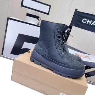 UGG Black Lace-Up Chunky Lug Sole Ankle Boots