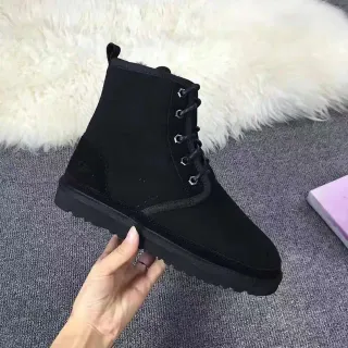 UGG Black Lace-Up Suede Upper Snow Boots