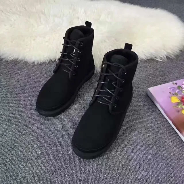UGG Black Lace-Up Suede Upper Snow Boots 6