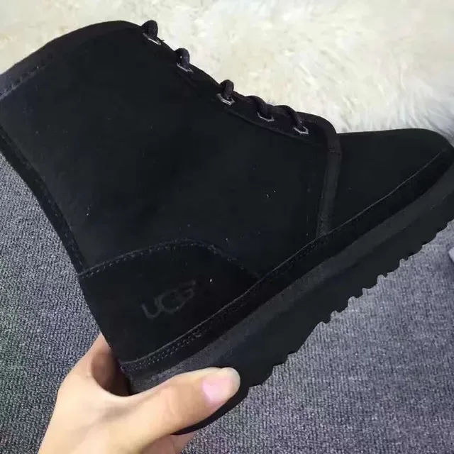 UGG Black Lace-Up Suede Upper Snow Boots 7