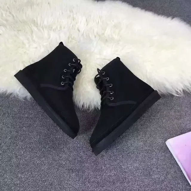 UGG Black Lace-Up Suede Upper Snow Boots 9