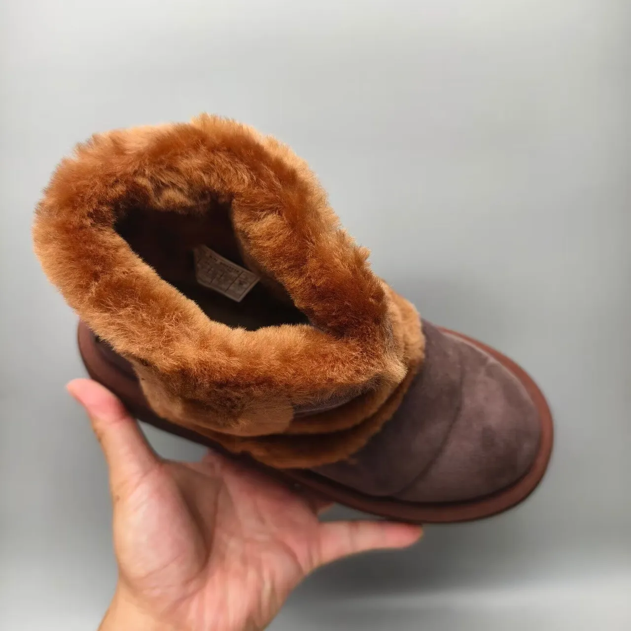 UGG Brown Beige Shearling-Lined Platform Sole Snow Boots 3