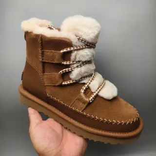 UGG Brown Beige Suede Upper Shearling-Lined Snow Boots