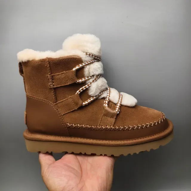UGG Brown Beige Suede Upper Shearling-Lined Snow Boots 2