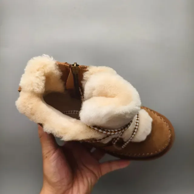 UGG Brown Beige Suede Upper Shearling-Lined Snow Boots 3