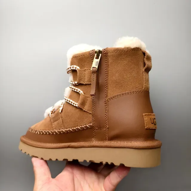 UGG Brown Beige Suede Upper Shearling-Lined Snow Boots 4