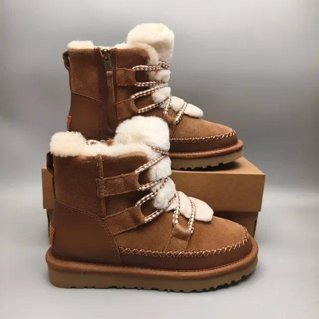 UGG Brown Beige Suede Upper Shearling-Lined Snow Boots 5