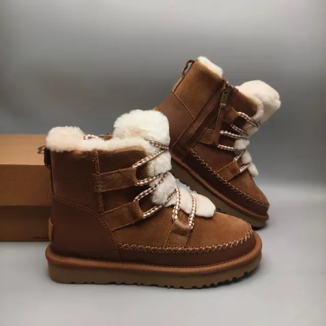 UGG Brown Beige Suede Upper Shearling-Lined Snow Boots 6