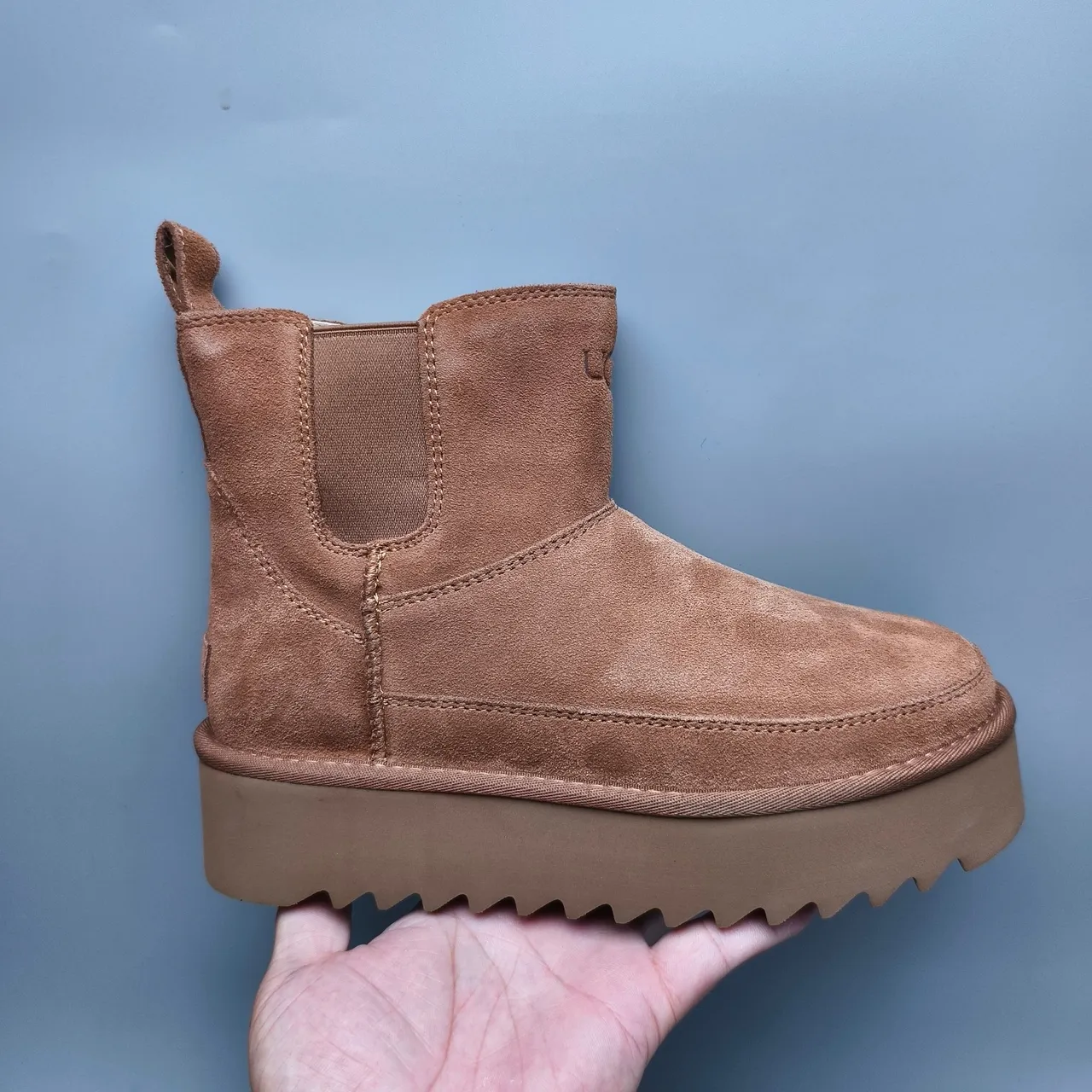 UGG Brown Suede Upper Elastic Side Gussets Chelsea Boots 2