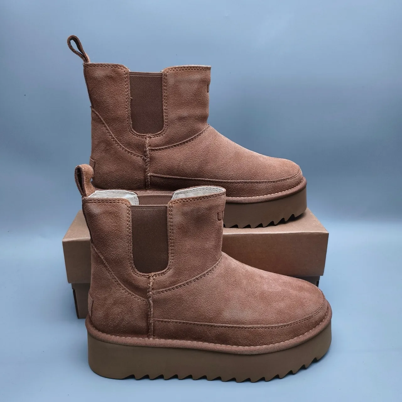 UGG Brown Suede Upper Elastic Side Gussets Chelsea Boots 5