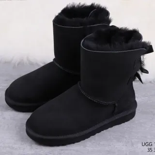 UGG Classic Mini Bow Black Suede Ankle Boots