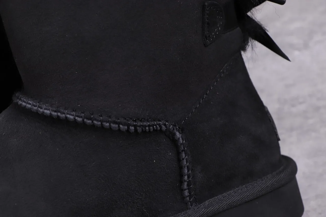 UGG Classic Mini Bow Black Suede Ankle Boots 3