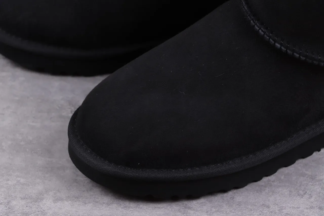 UGG Classic Mini Bow Black Suede Ankle Boots 4