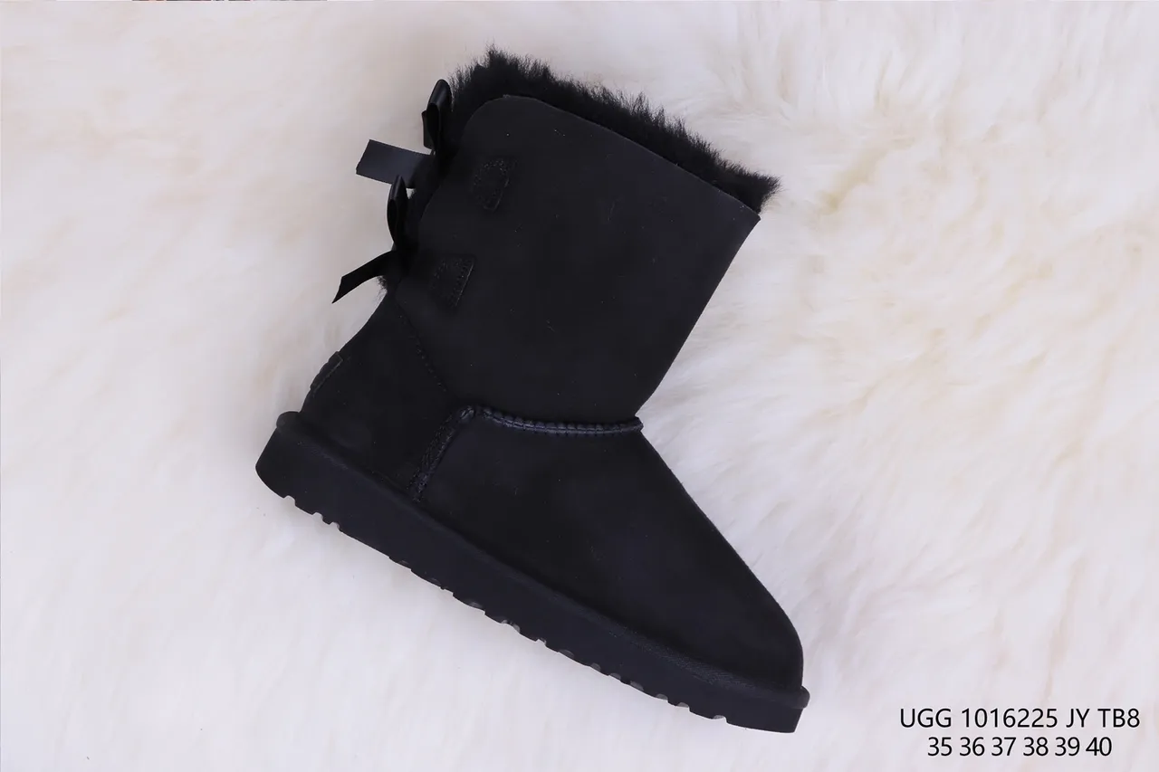 UGG Classic Mini Bow Black Suede Ankle Boots 6