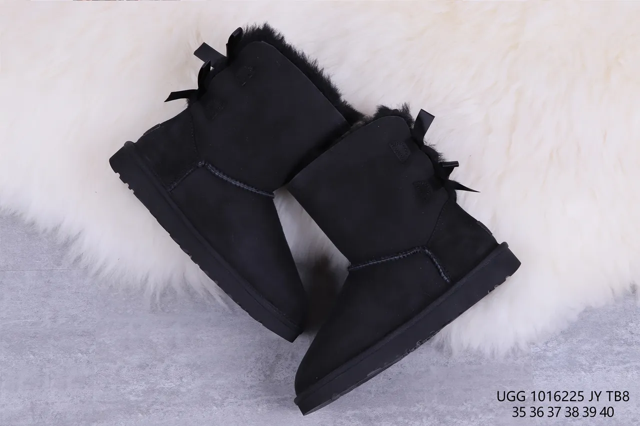 UGG Classic Mini Bow Black Suede Ankle Boots 7