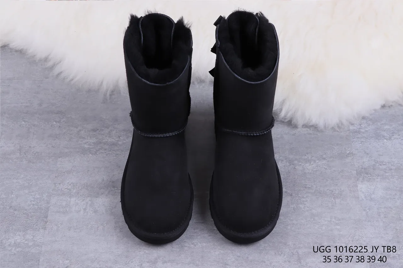 UGG Classic Mini Bow Black Suede Ankle Boots 9