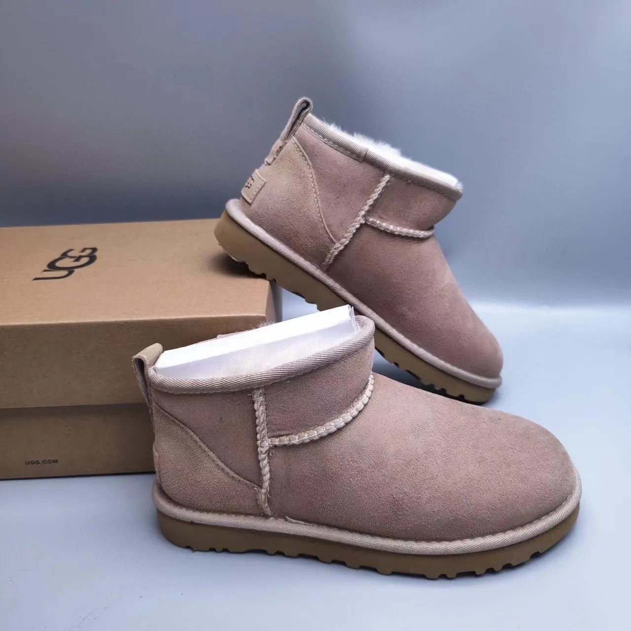 UGG Classic Mini Dusty Rose Shearling-Lined Snow Boot 5