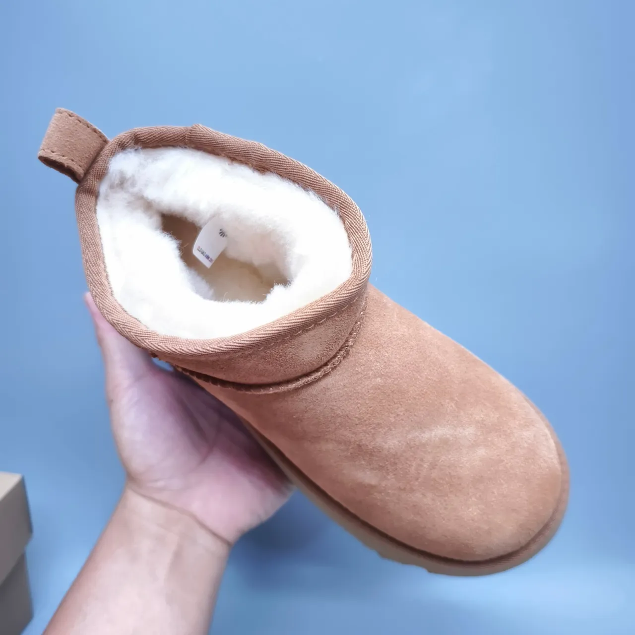 UGG Classic Mini Tan Suede Shearling-Lined Platform Snow Boot 3