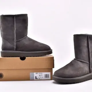 UGG Classic Short Charcoal Gray Suede Snow Boots