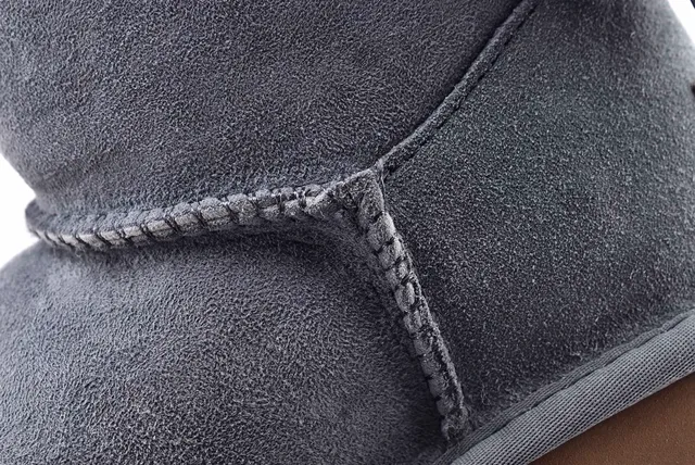 UGG Mini Bailey Bow Gray Suede Shearling-Lined Snow Boots 5