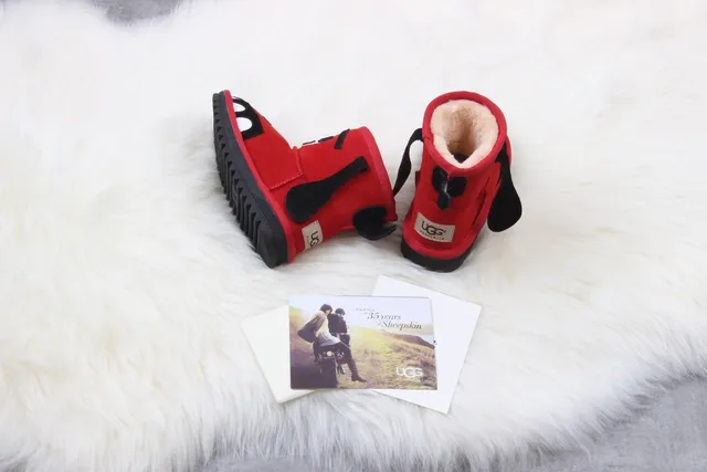 UGG Red Black Character-Faced Plush-Lined Snow Boots 2