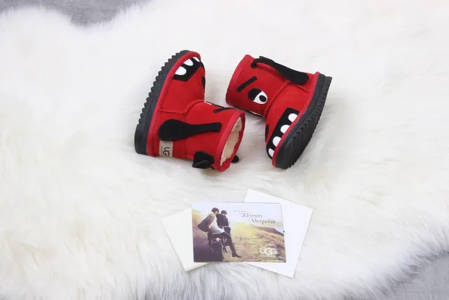 UGG Red Black Character-Faced Plush-Lined Snow Boots 3
