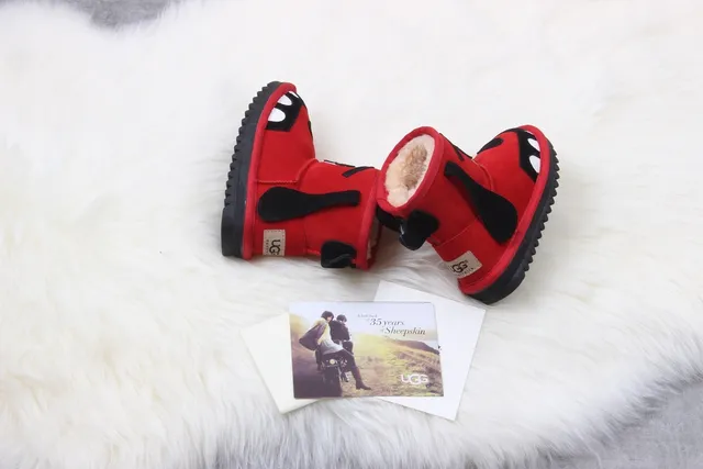 UGG Red Black Character-Faced Plush-Lined Snow Boots 4