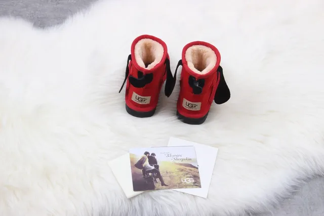 UGG Red Black Character-Faced Plush-Lined Snow Boots 6
