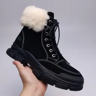UGG Shearling-Cuffed Lace-Up Chunky Sole Snow Boot