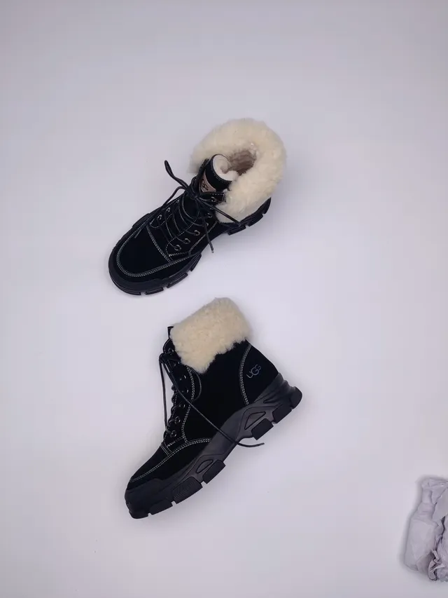 UGG Shearling-Cuffed Lace-Up Chunky Sole Snow Boot 3