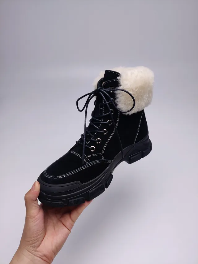 UGG Shearling-Cuffed Lace-Up Chunky Sole Snow Boot 9