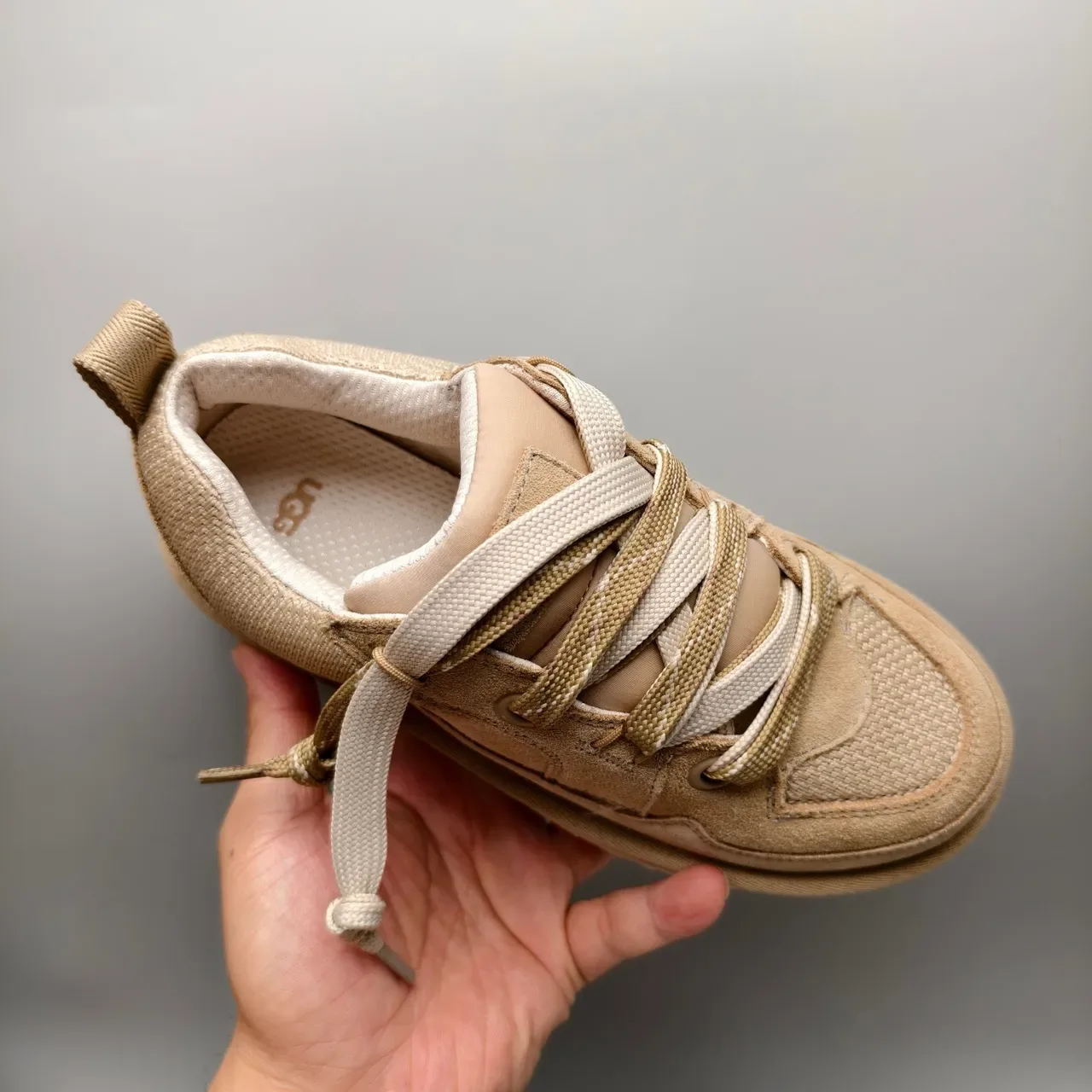 UGG Tasman بيج سولا منصة سميكة أعلى مختلط من الجلد المخملي والشبكة سنيكرز لايف ستايل 3