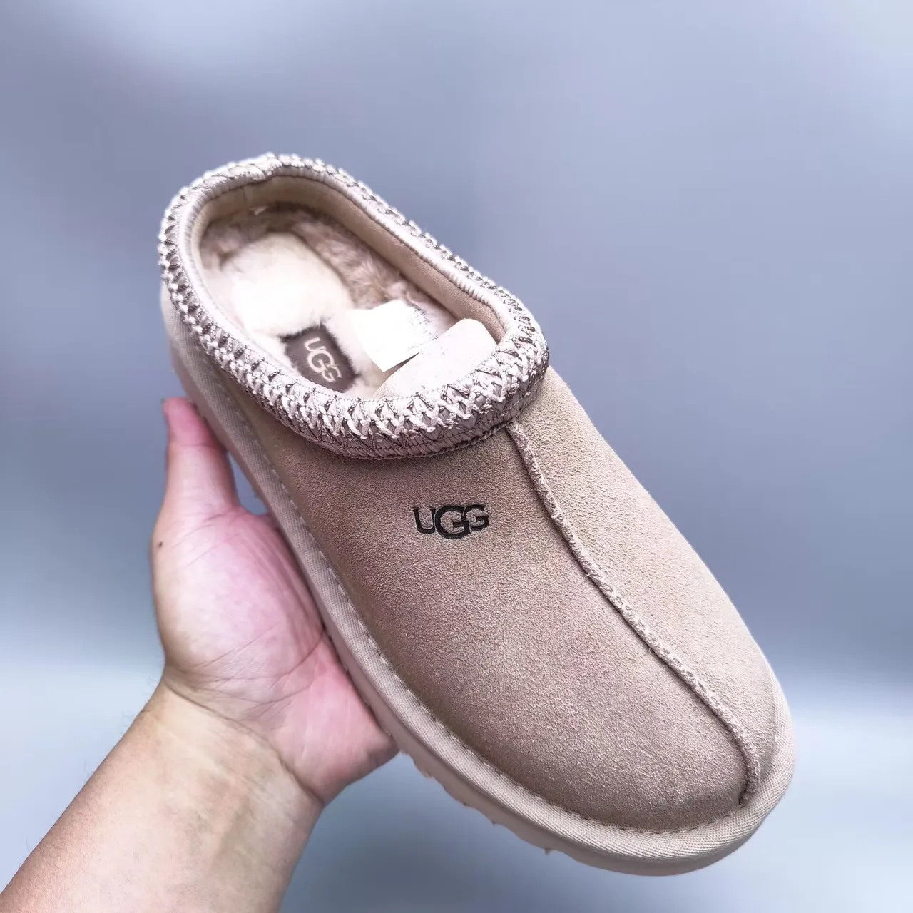 UGG Tasman بيج حذاء مفتوح الخلف جلد محاكاة كاجوال 5