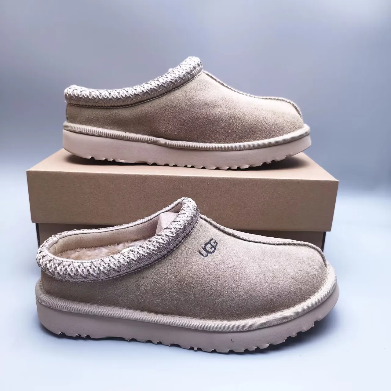 UGG Tasman بيج حذاء مفتوح الخلف جلد محاكاة كاجوال 7
