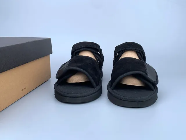 UGG Tasman Black Suede and Leather Casual Sandals 9