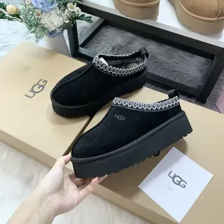 UGG Tasman Black Suede Platform Loafers