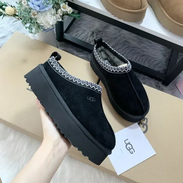 UGG Tasman Black Suede Platform Loafers 2