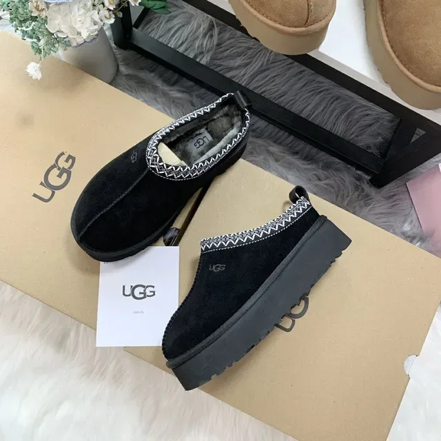 UGG Tasman Black Suede Platform Loafers 3