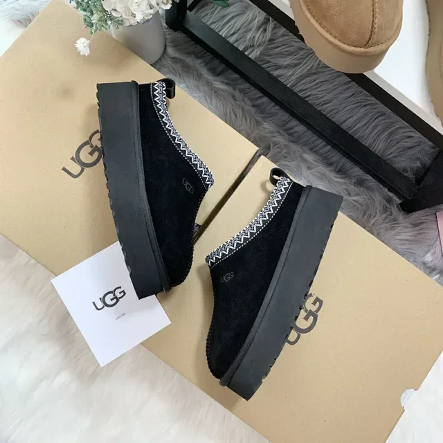 UGG Tasman Black Suede Platform Loafers 4