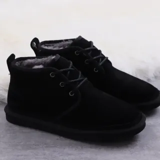 UGG Tasman Black Suede Shearling-Lined Lace-Up Ankle Boots