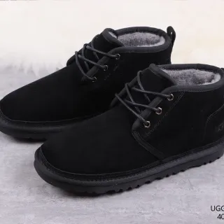 UGG Tasman Black Suede Shearling-Lined Lace-Up Snow Boots