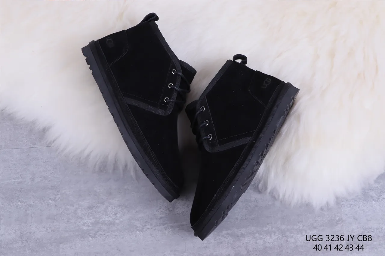 UGG Tasman Black Suede Shearling-Lined Lace-Up Snow Boots 7