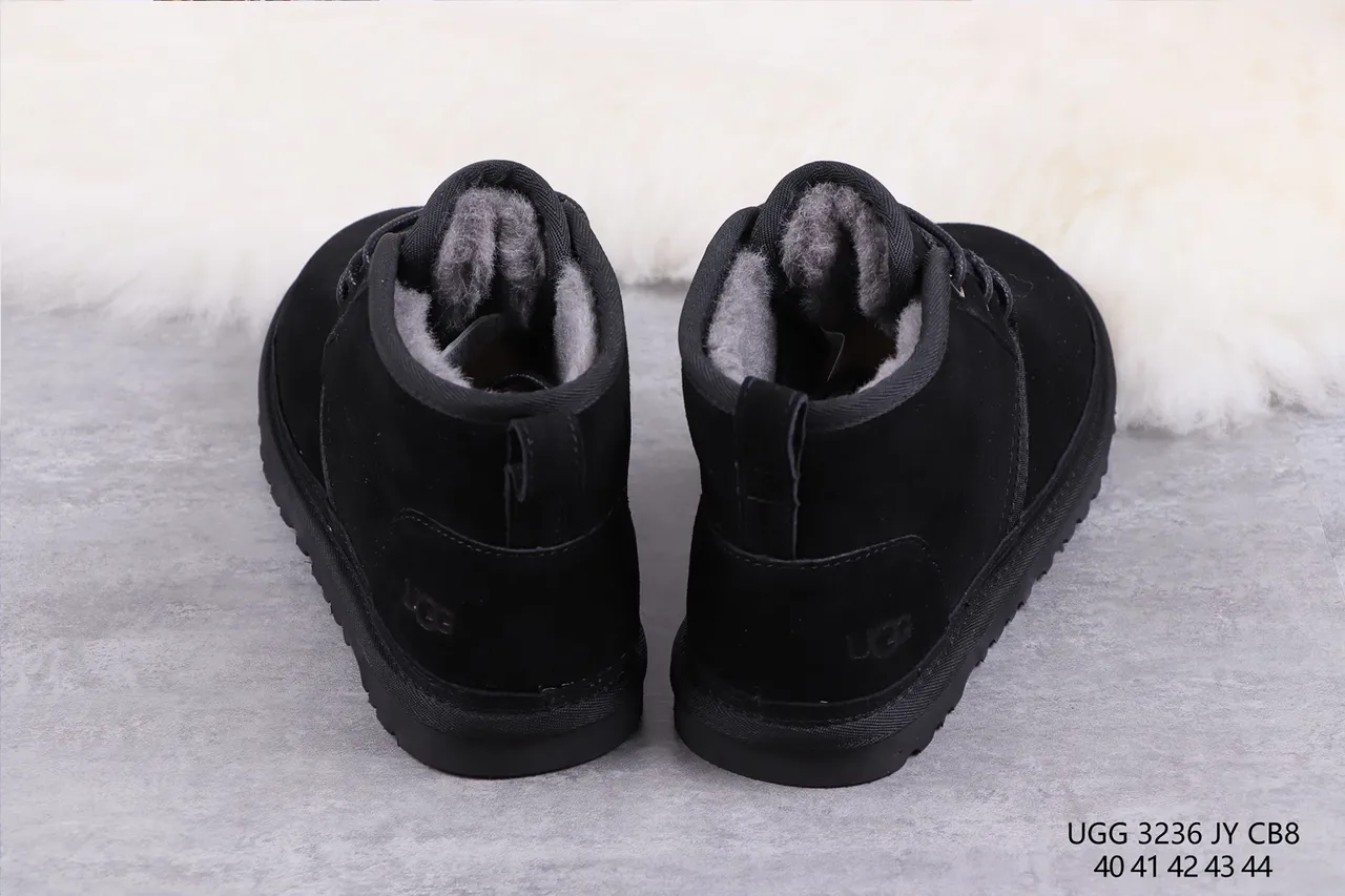 UGG Tasman Black Suede Shearling-Lined Lace-Up Snow Boots 8