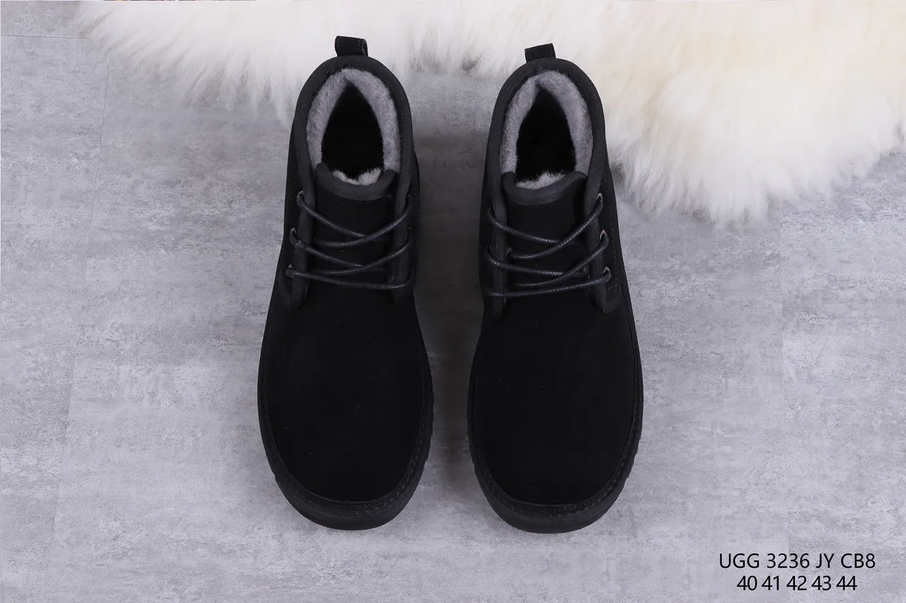 UGG Tasman Black Suede Shearling-Lined Lace-Up Snow Boots 9