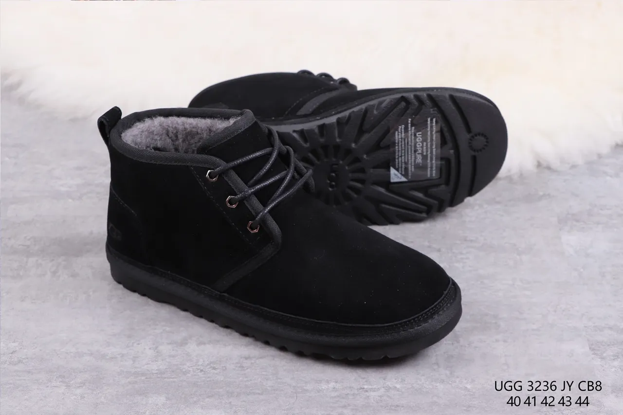 UGG Tasman Black Suede Shearling-Lined Lace-Up Snow Boots 10
