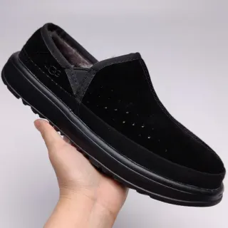 UGG Tasman 黑色麂皮一脚蹬乐福鞋
