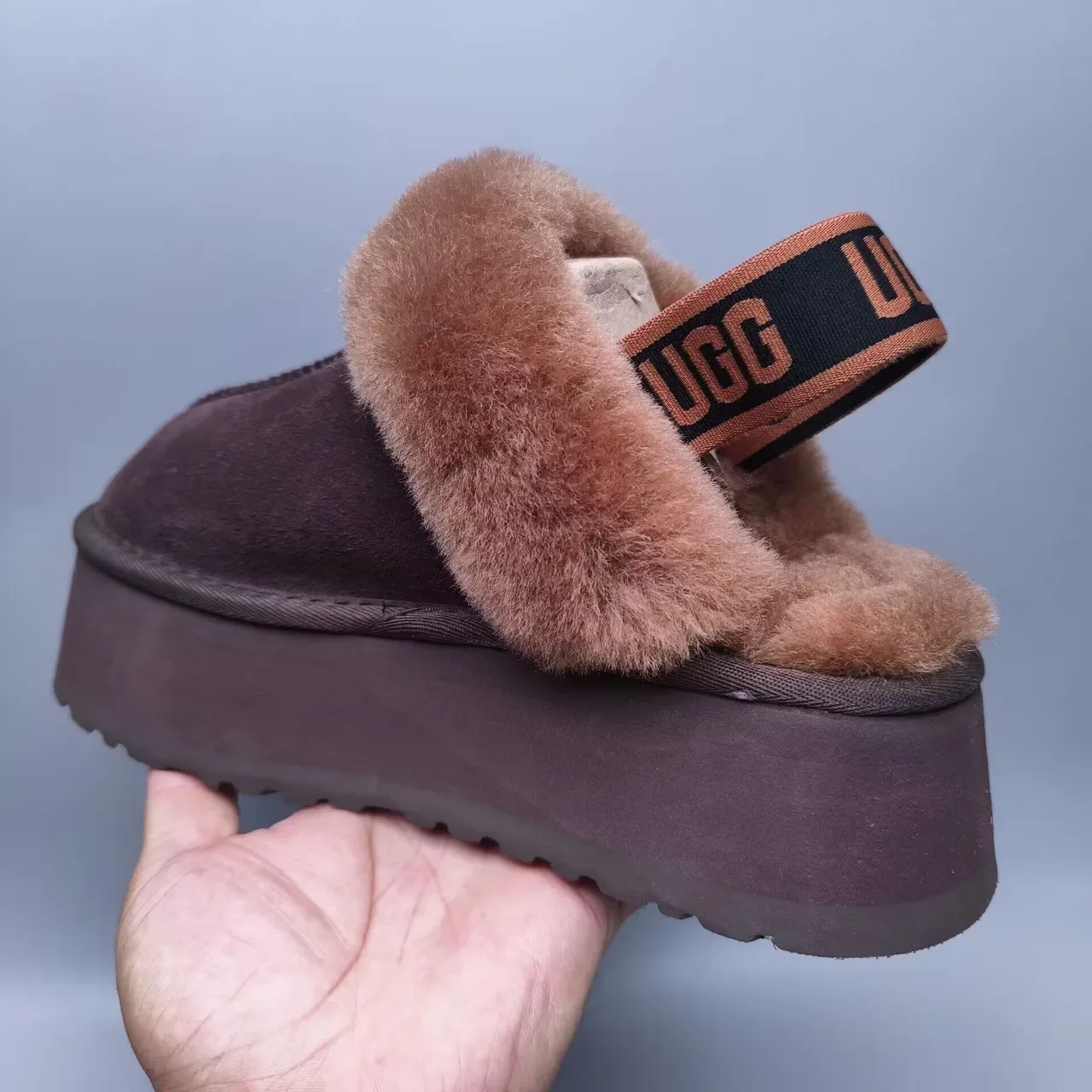UGG Tasman Brown Beige Platform Sole Shearling-Trimmed Casual Shoes 2